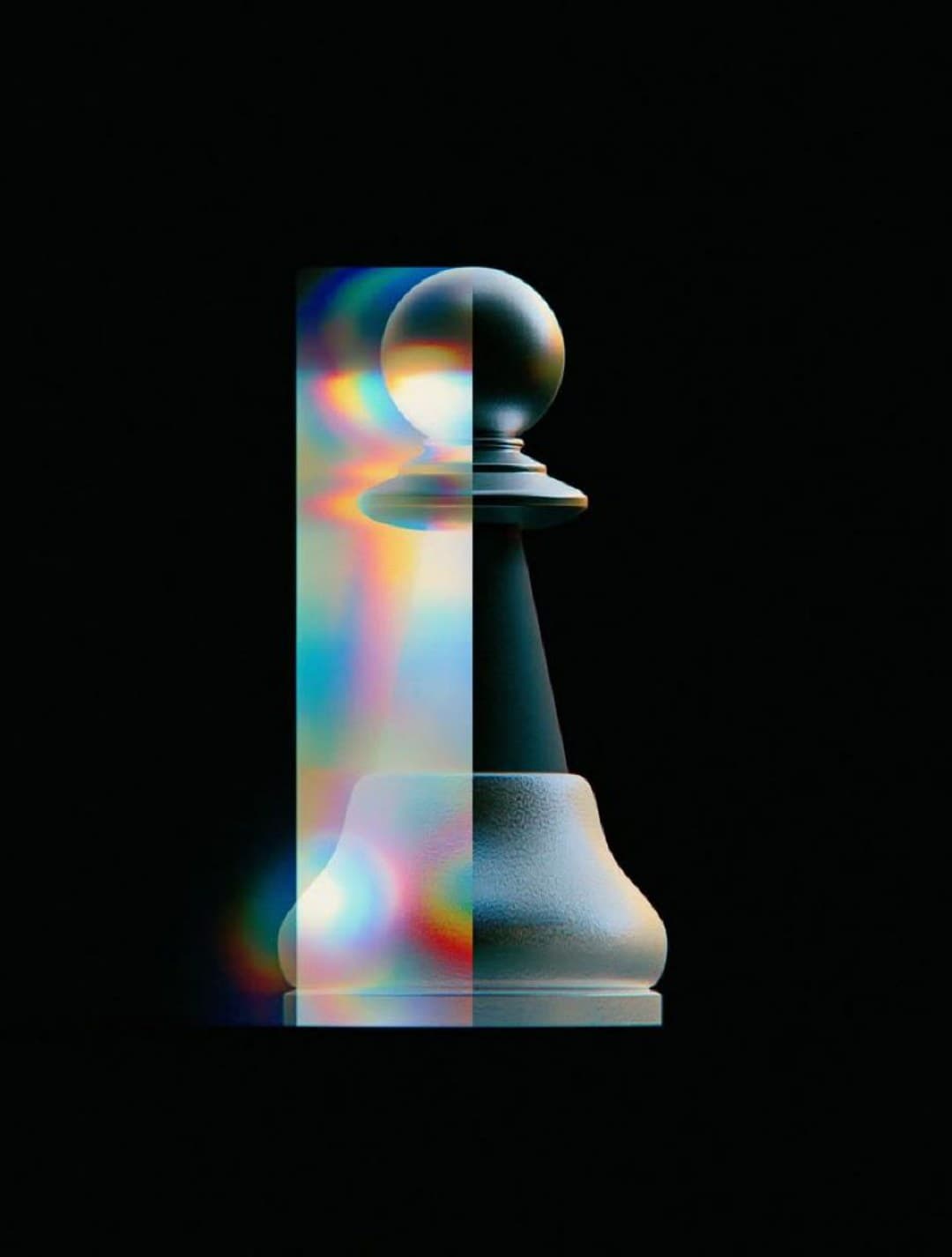 Iridescent glass chess pawn — strategy